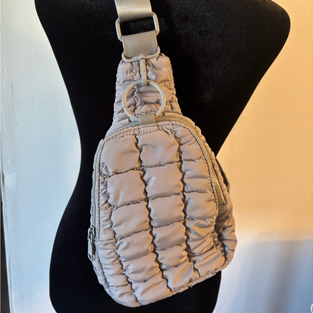 Urban Expressions Elegant Quilted Sling Backpack Gray